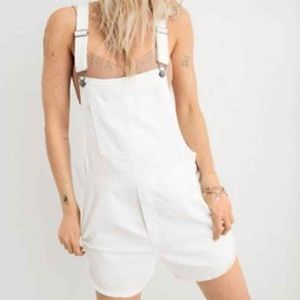 Aerie White Denim Shortalls Overalls